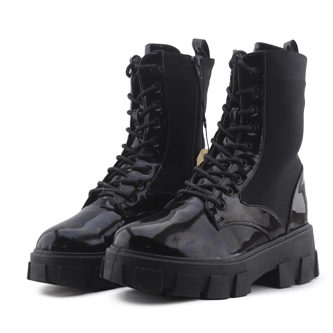 Sole Zipper Lace Up Ankle Boot