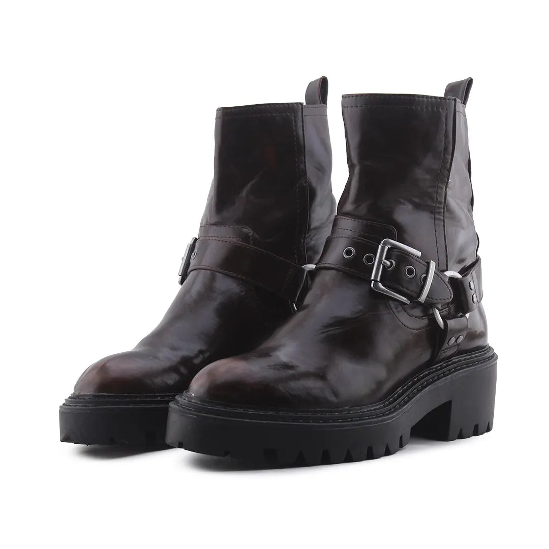Stradivarius Buckle Strap Ankle Boot | 100% Authentic Leather