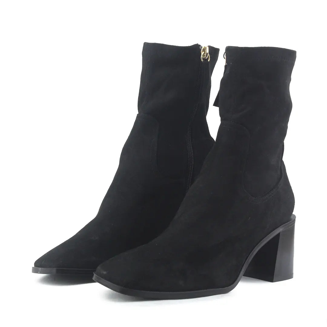 Zara Zipper Suede Ankle Boot