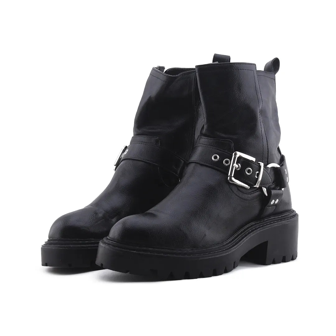 Stradivarius Buckle Strap Ankle Boot | 100% Authentic Leather