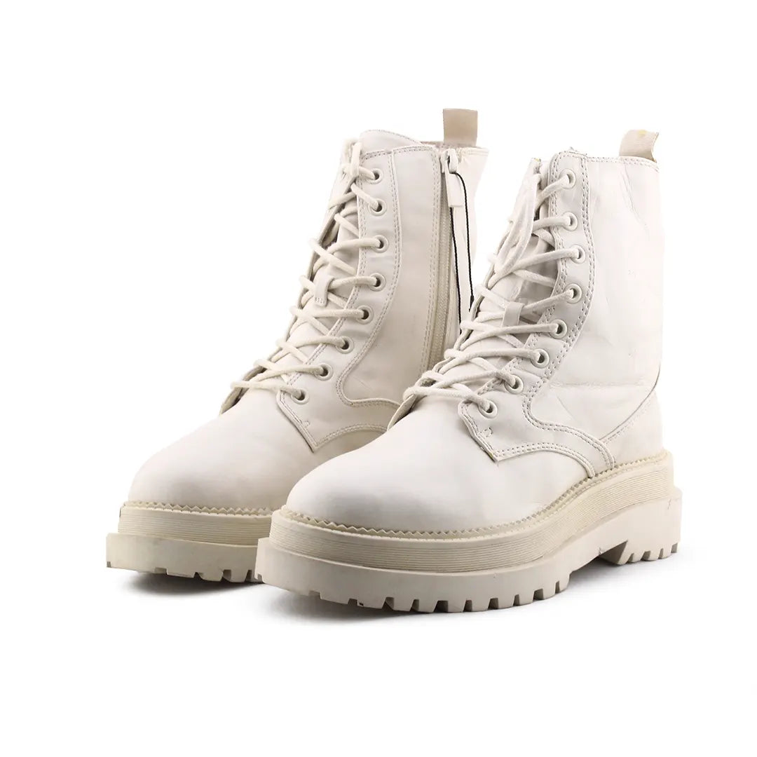 Stradivarius Zipper Lace Up Ankle Boot | 100% Authentic Leather