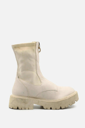 Bershka Zipper Stretchable Combat Ankle Boots | 100% Authentic Leather - sundaybazar