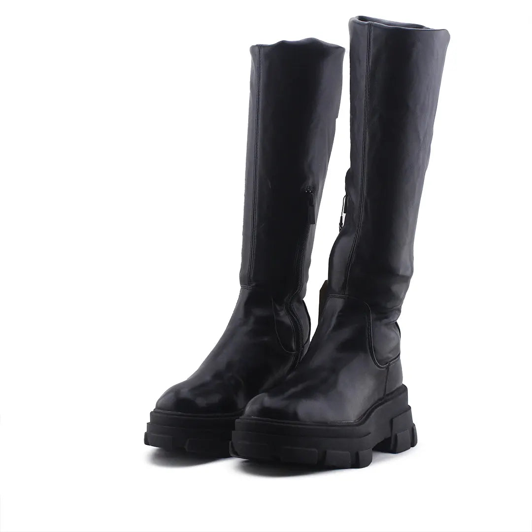 Stradivarius Zipper Thigh High Boot | 100% Authentic Leather