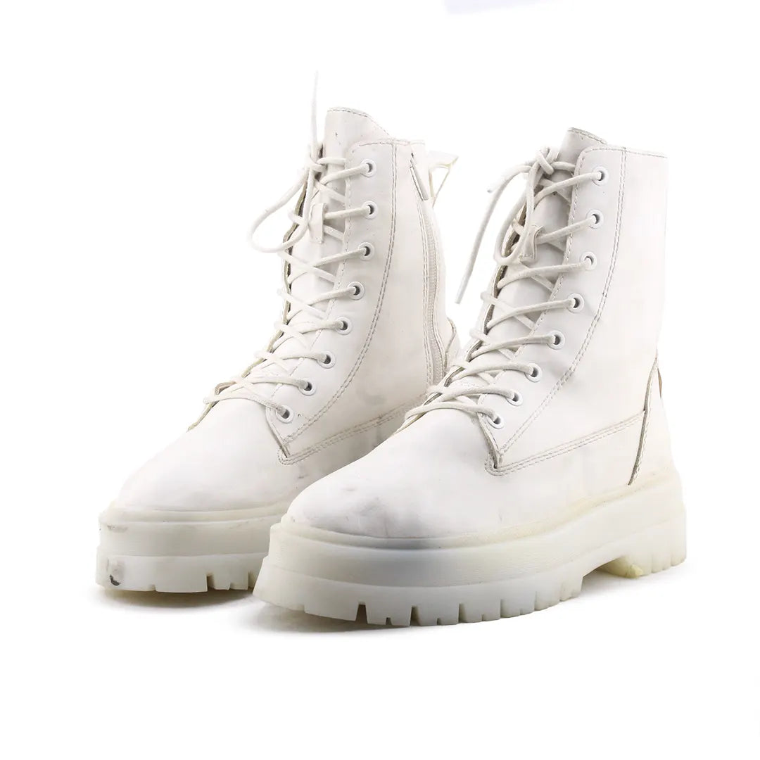 Stradivarius Zipper Lace Up Ankle Boot | 100% Authentic Leather