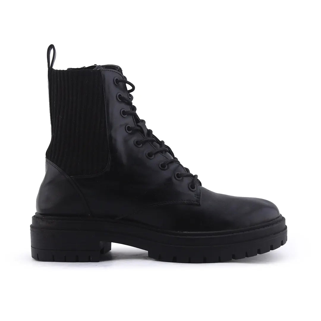 Lefties Stretchable Zipper Lace Up Ankle Boot | 100% Authentic Leather