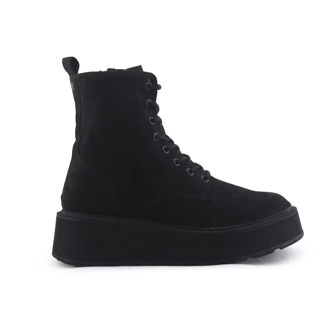 European Brand Zipper Lace Up Suede Ankle Boot