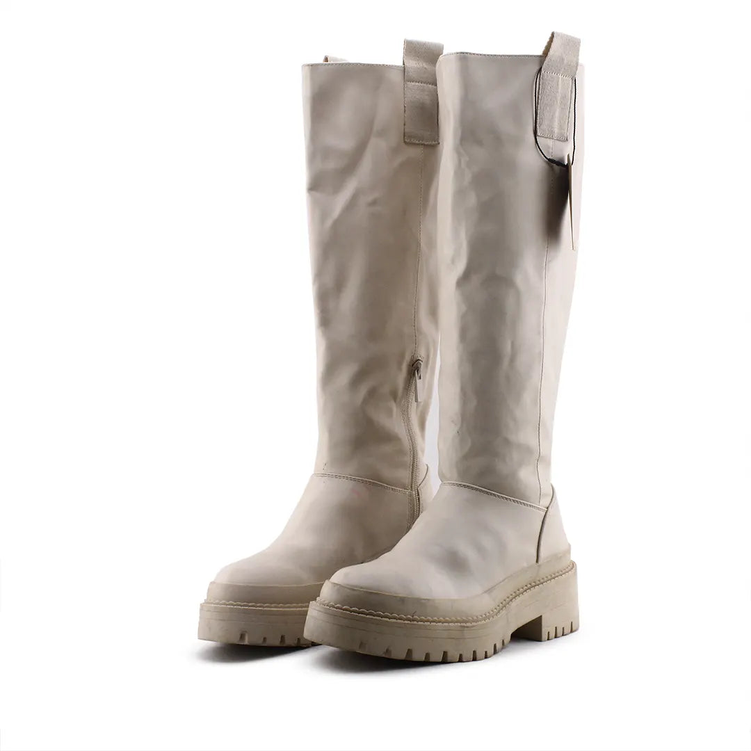 Stradivarius Zipper Knee High Boot | 100% Authentic Leather