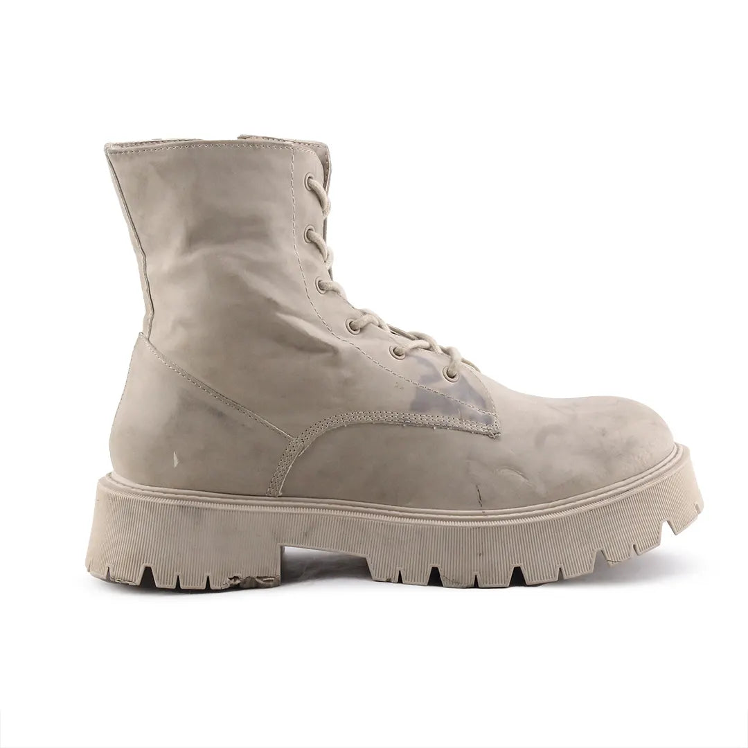 Bershka Zipper Lace Up Ankle Boot | 100% Authentic Leather