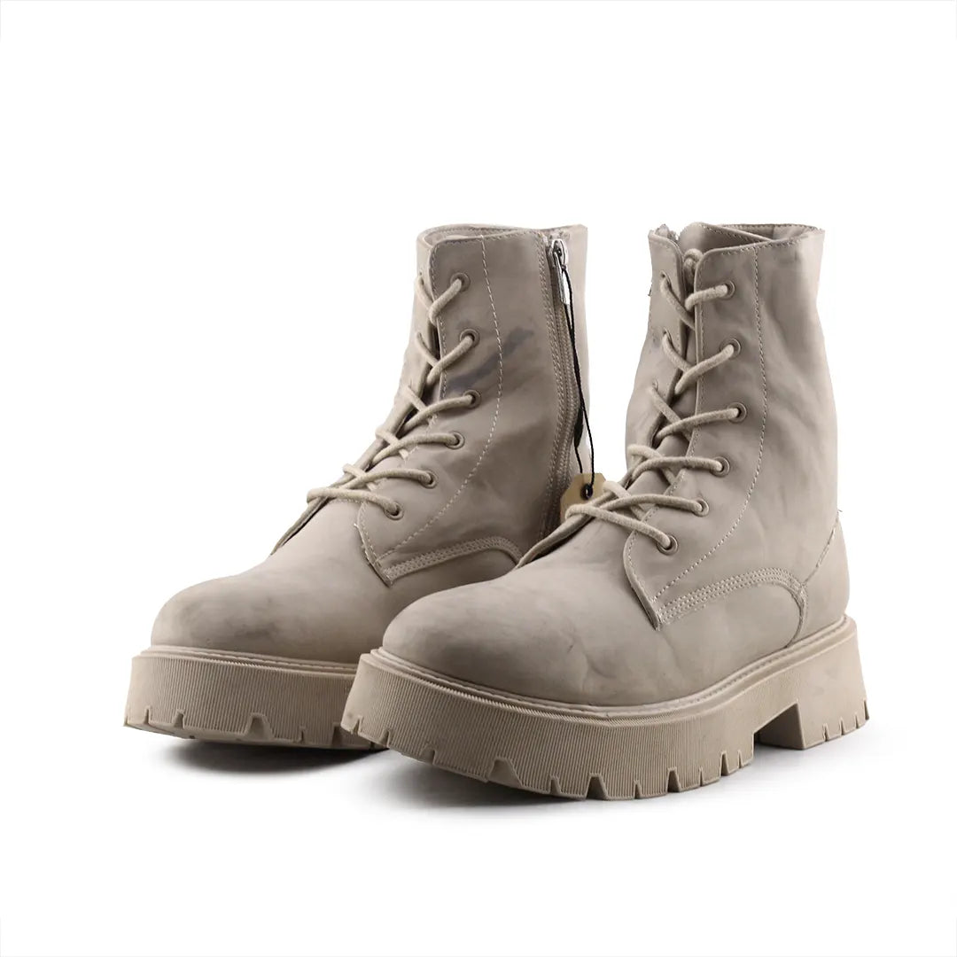 Bershka Zipper Lace Up Ankle Boot | 100% Authentic Leather