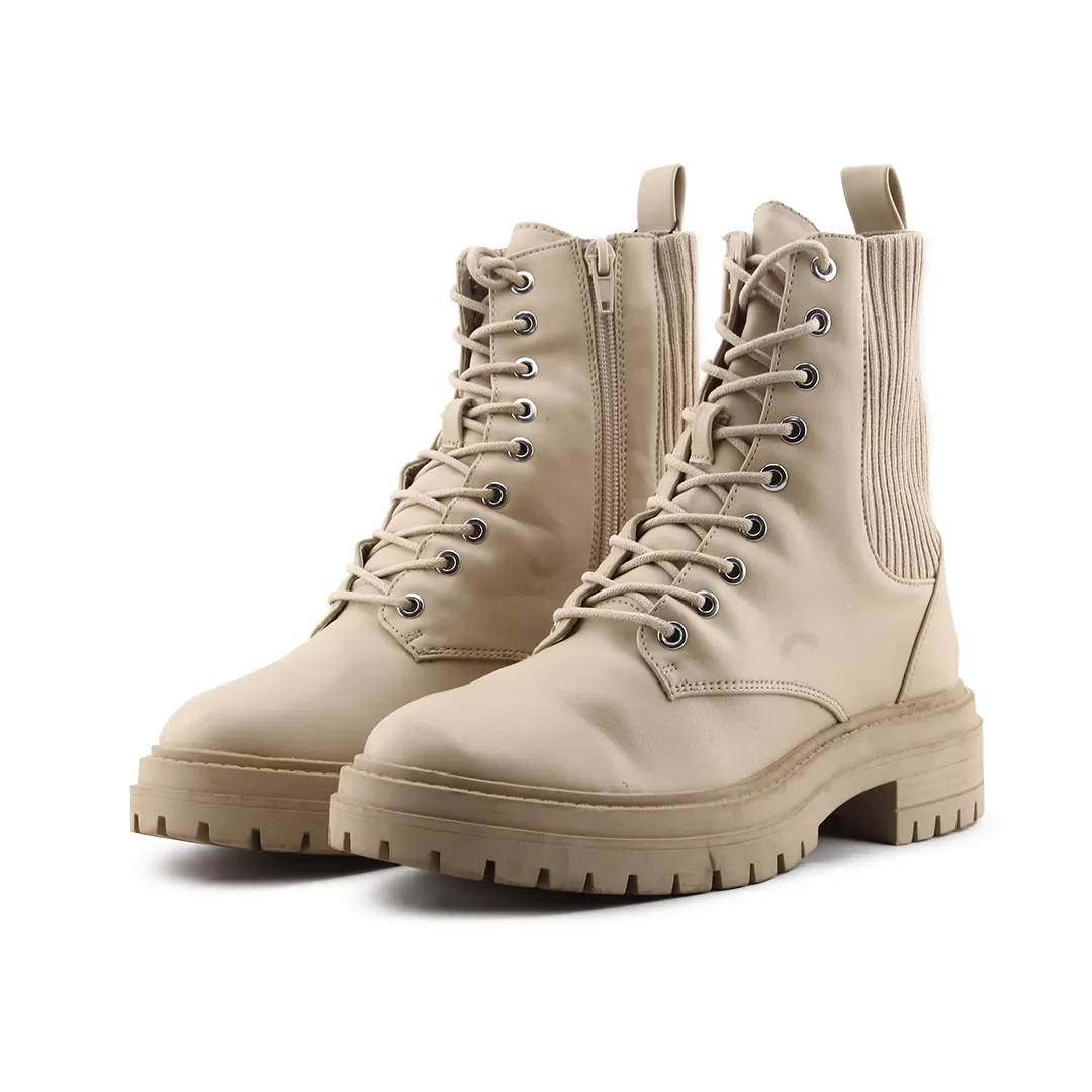 Lefties Zipper Stretchable Lace Up Ankle Boot | 100% Authentic Leather