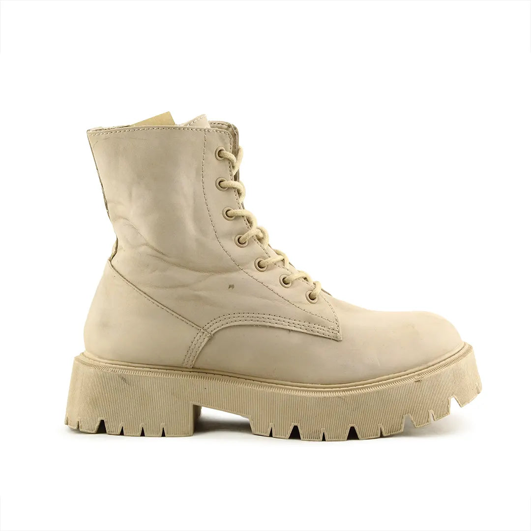 Bershka Zipper Lace Up Ankle Boot | 100% Authentic Leather