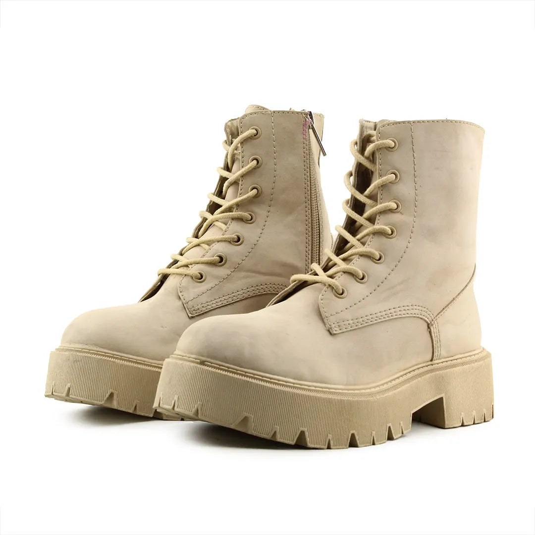 Bershka Zipper Lace Up Ankle Boot | 100% Authentic Leather