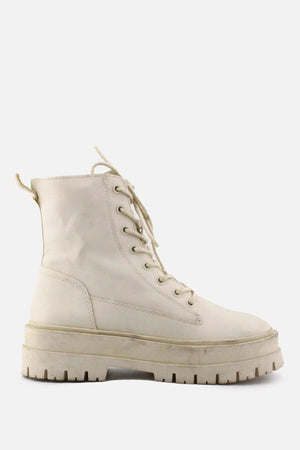 Stradivarius Zipper Laces Combat Boots | 100% Authentic Leather - sundaybazar