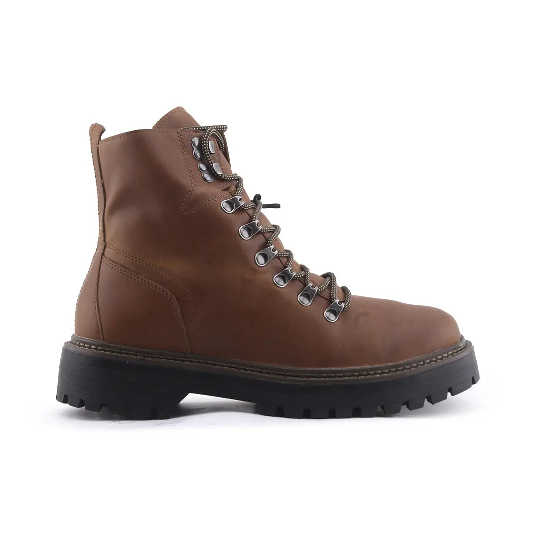 Pull & Bear Zipper Lace Up Ankle Boot | 100% Authentic Leather