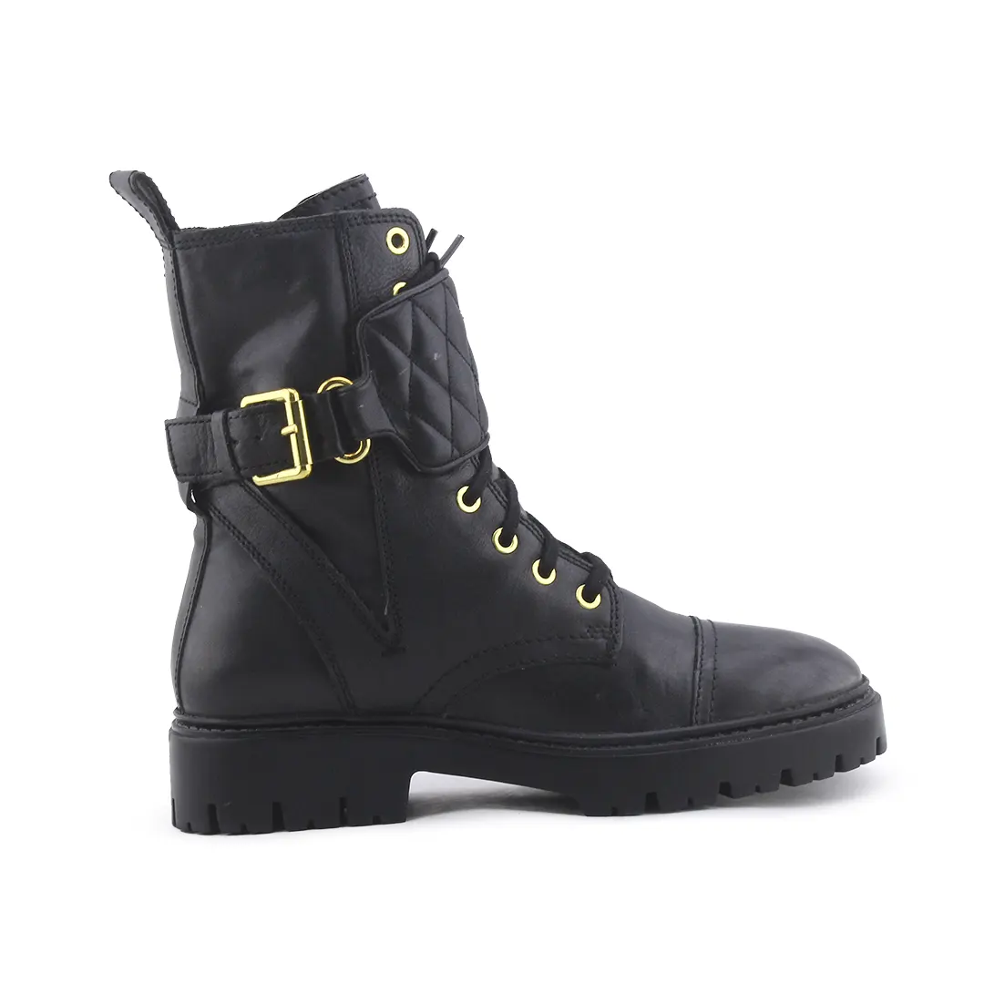 Mango Zipper Buckle Strap Lace Up Ankle Boot | 100% Authentic Leather