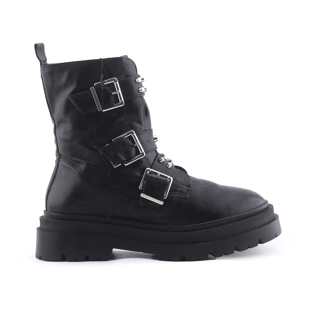 Stradivarius Zipper Buckle Strap Ankle Boot | 100% Authentic Leather