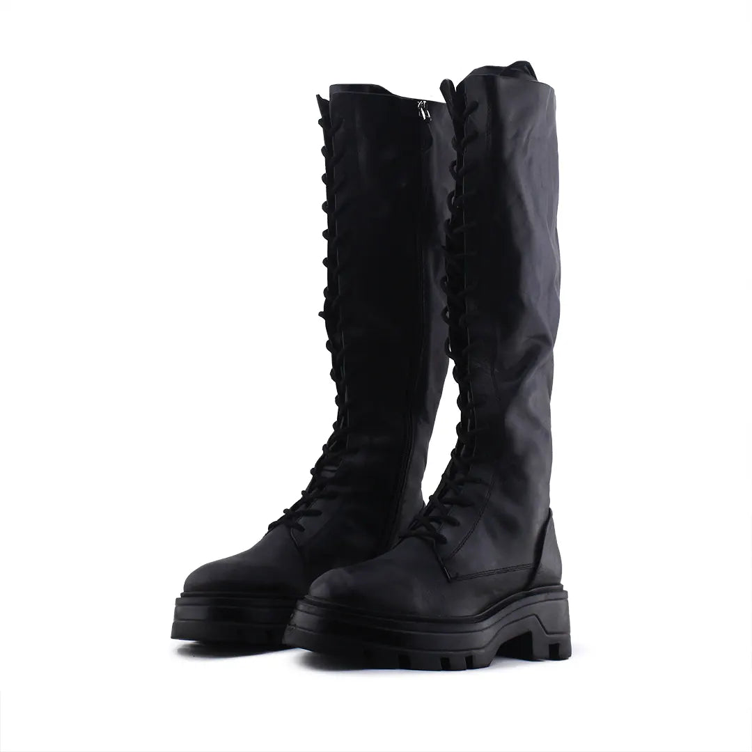 Zara Zipper Lace Up Knee High Boot | 100% Authentic Leather