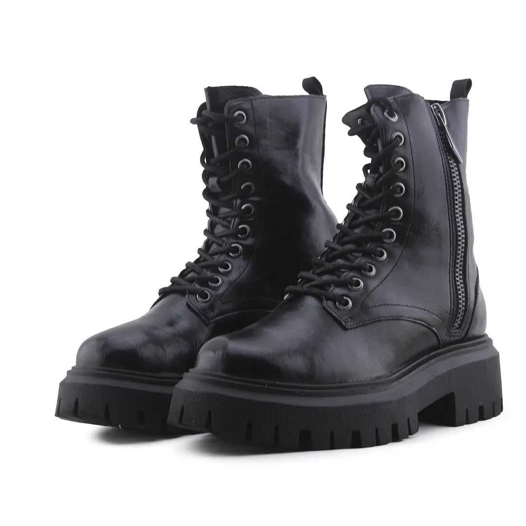 Stradivarius Zipper Lace Up Ankle Boot | 100% Authentic Leather