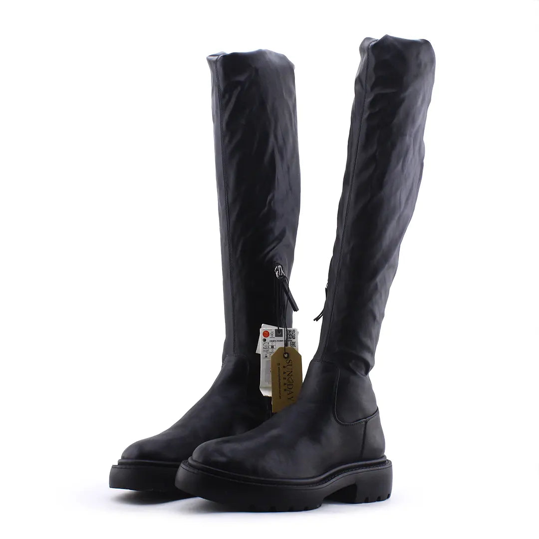 Zara Zipper Over The Knee Boot | 100% Authentic Leather