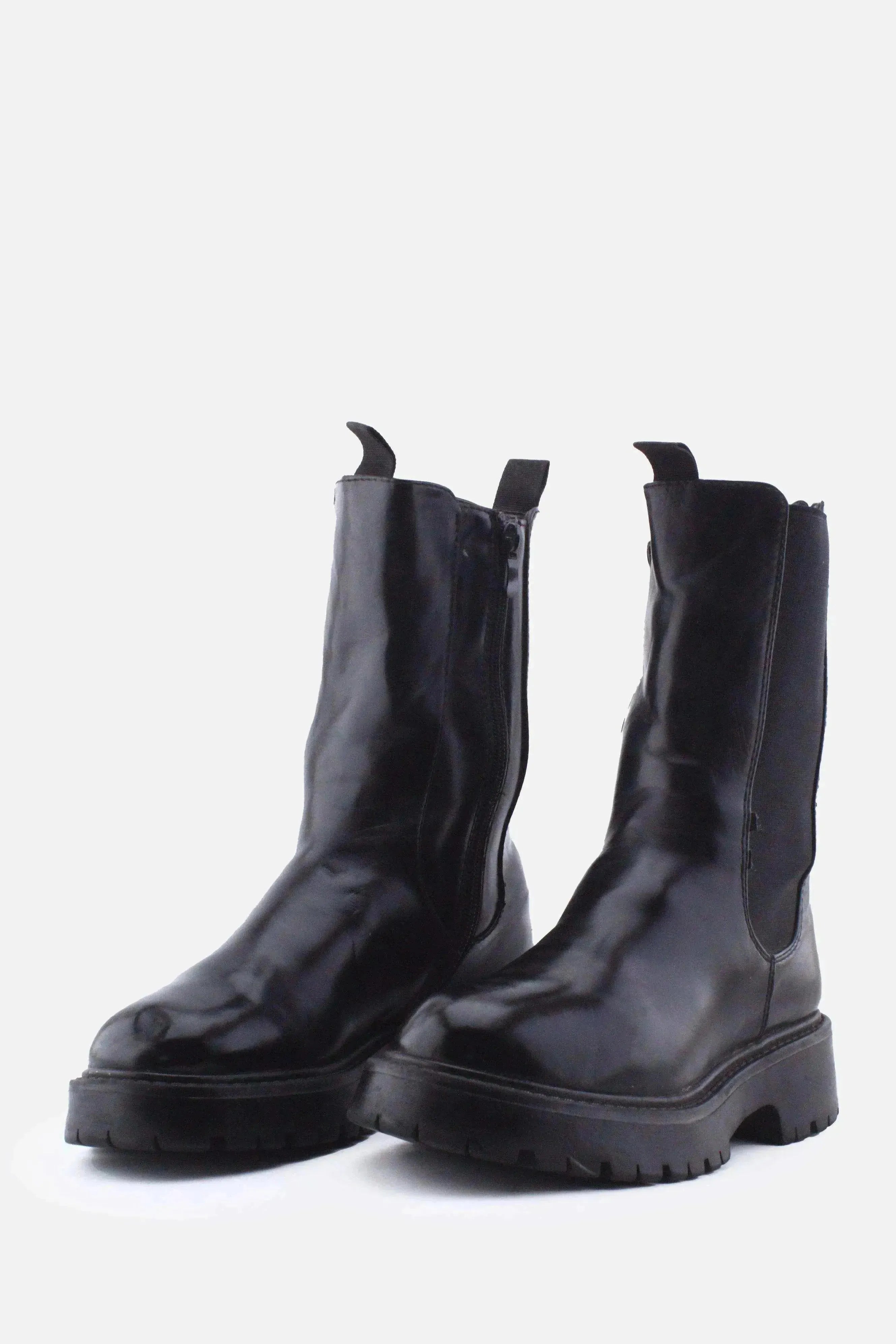 European Brand Zipper Stretchable Block Ankle Boots | 100% Authentic Leather - sundaybazar