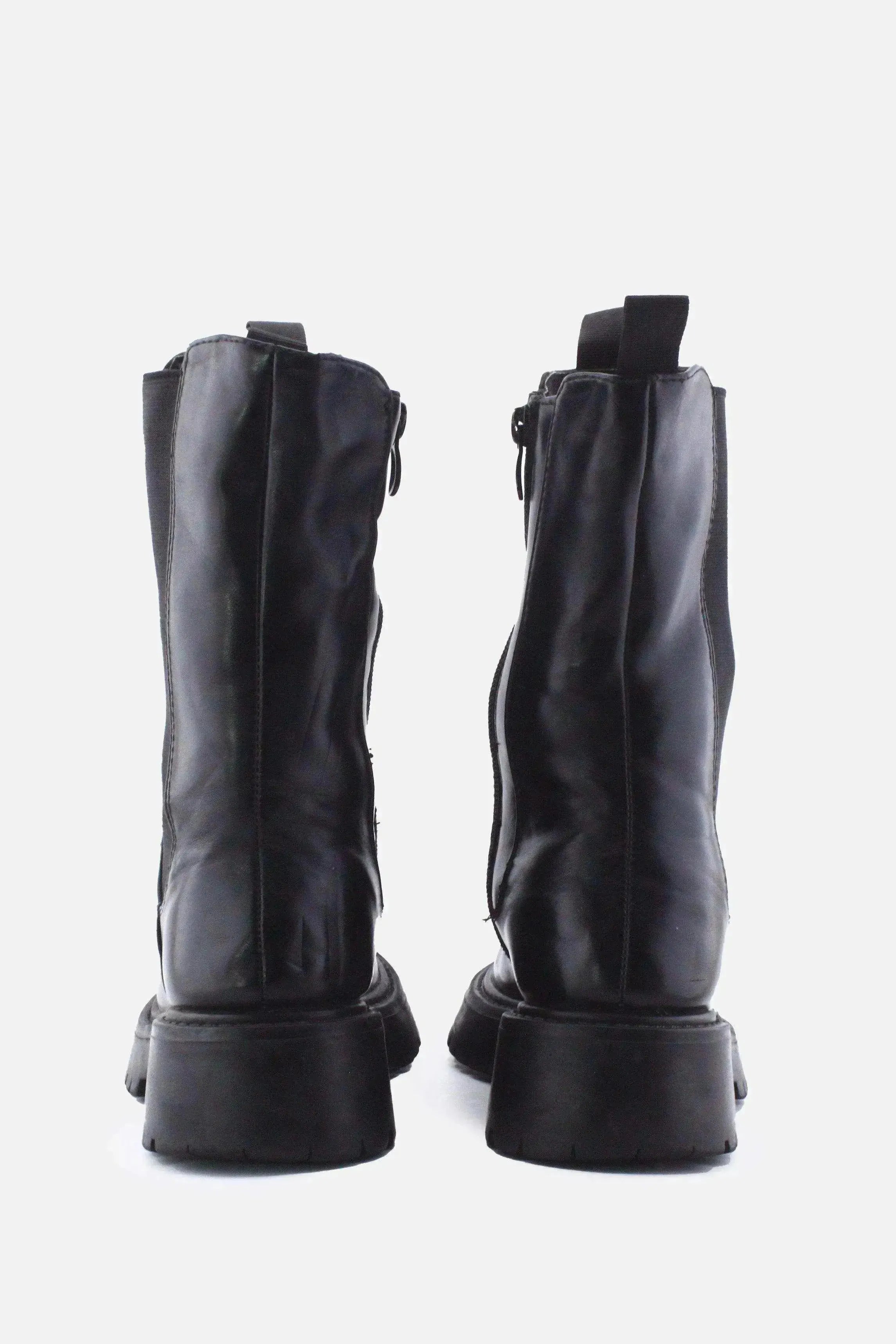 European Brand Zipper Stretchable Block Ankle Boots | 100% Authentic Leather - sundaybazar
