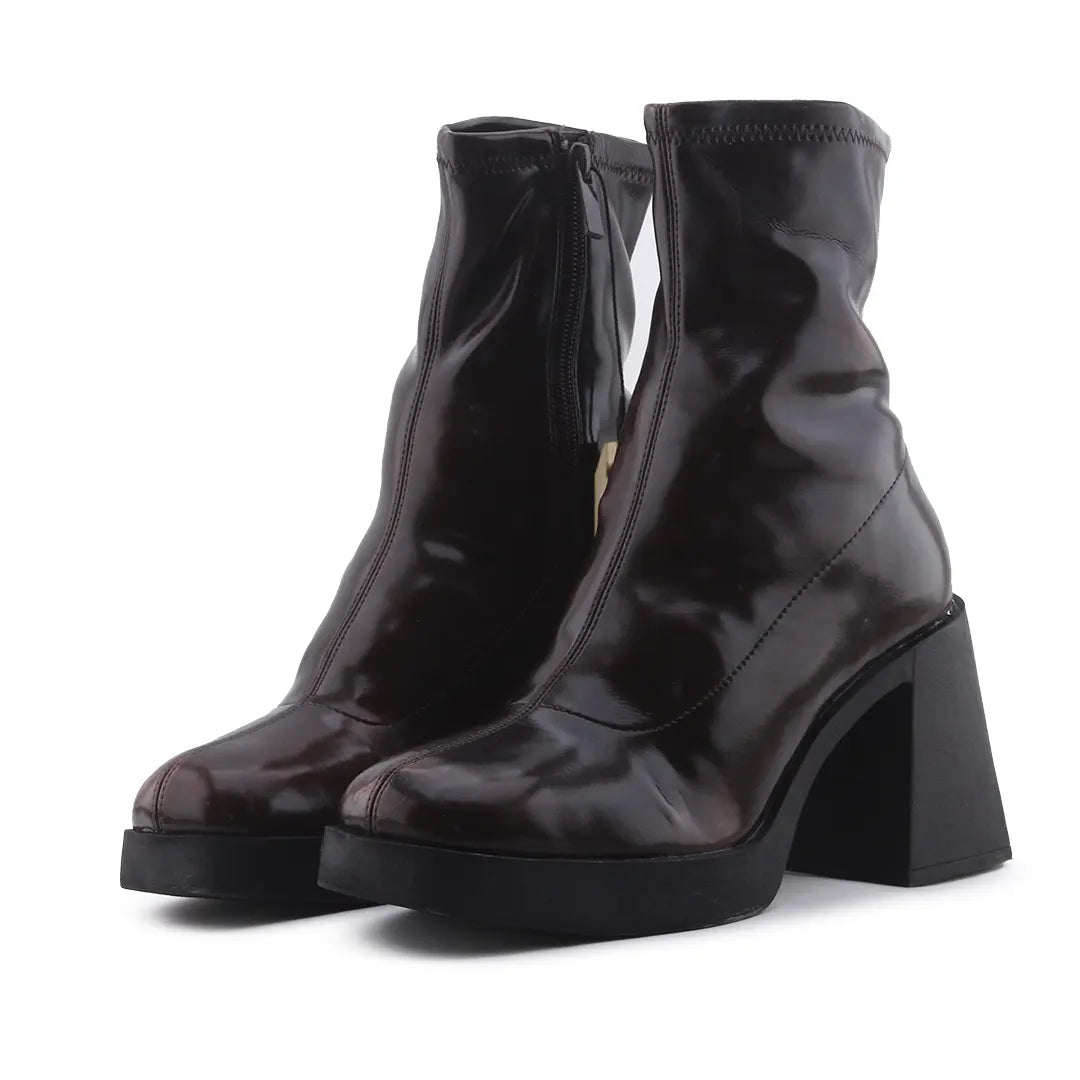 Stradivarius Zipper Ankle Boot | 100% Authentic Leather