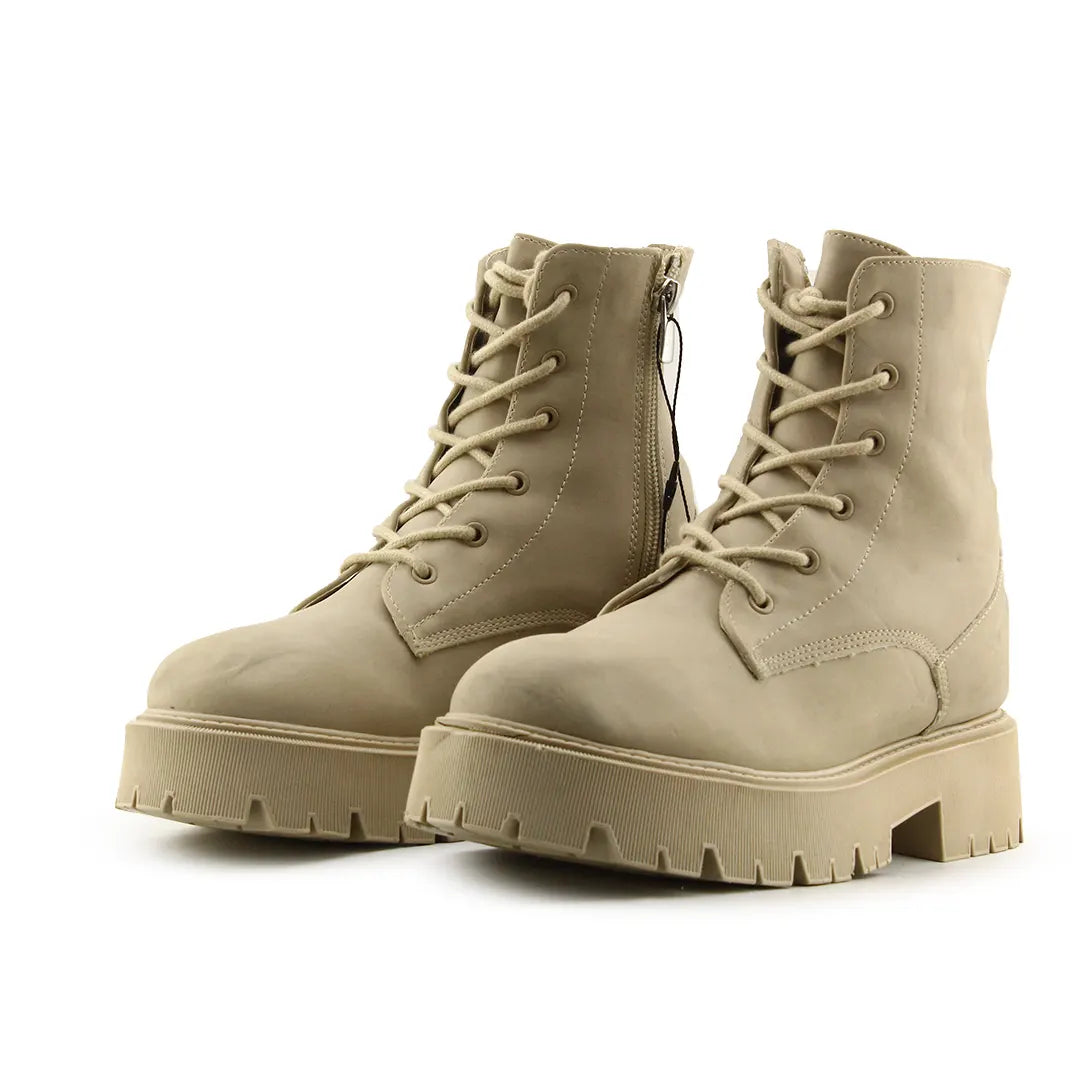 Bershka Zipper Lace Up Ankle Boot | 100% Authentic Leather