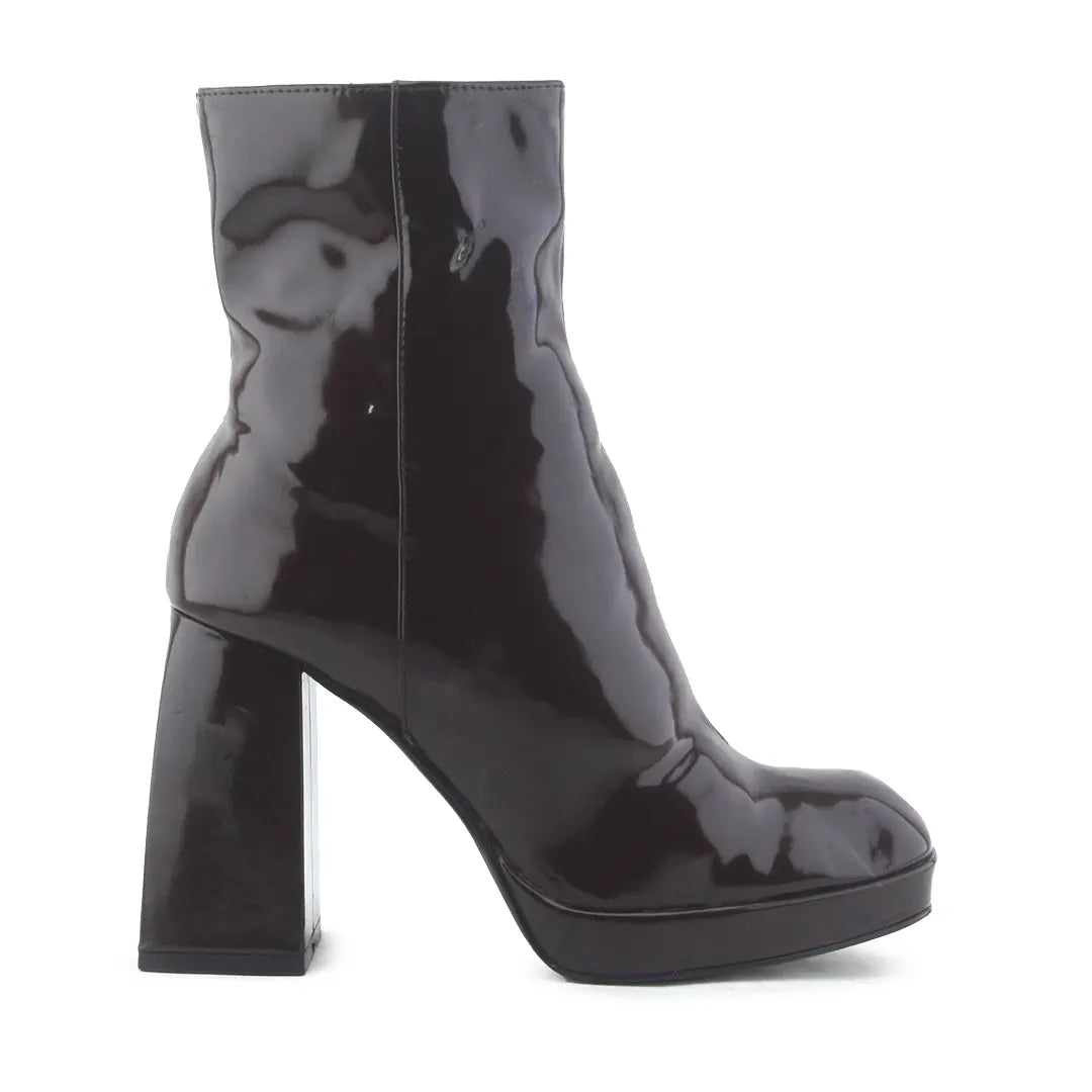Bershka Zipper Patent Ankle Boot