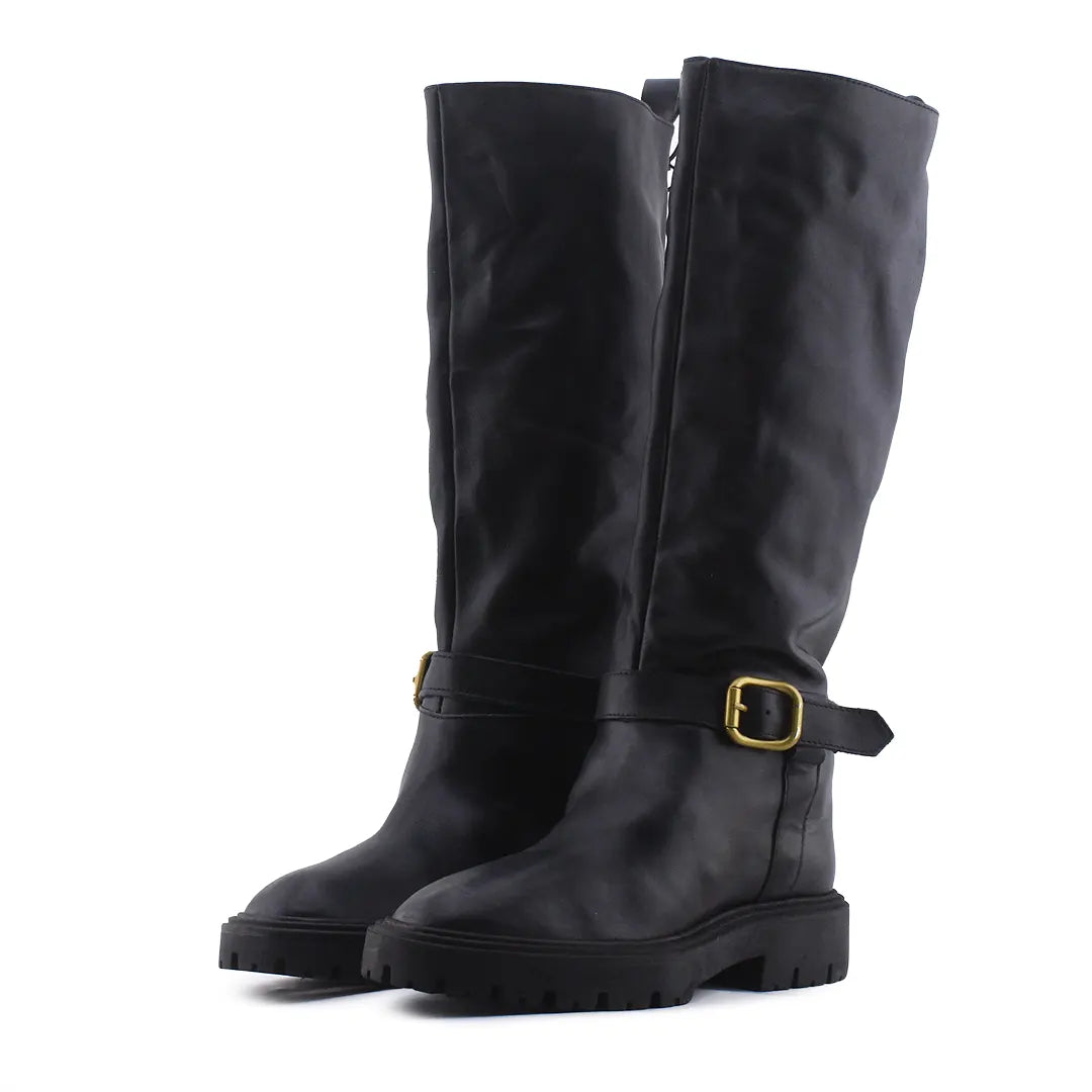 Zara Buckle Strap Knee High Boot | 100% Authentic Leather