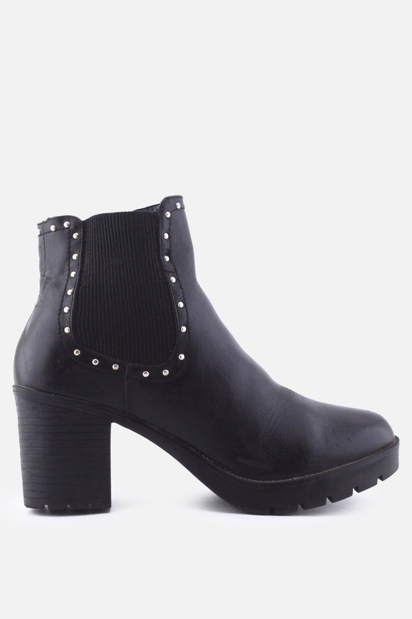 My Botega Zipper Stretchable Block Heels Ankle Boots | 100% Authentic Leather