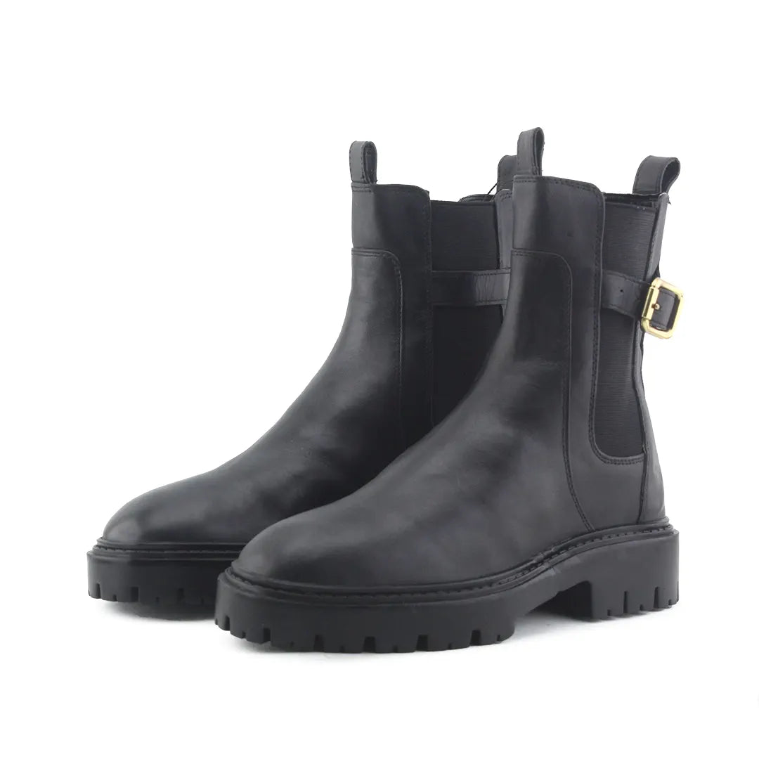 Zara Stretchable Buckle Strap Ankle Boot | 100% Authentic Leather
