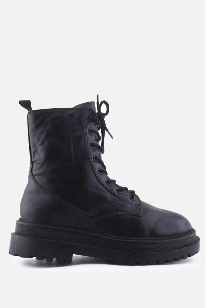 Stradivarius Zipper Laces Combat Boots | 100% Authentic Leather - sundaybazar
