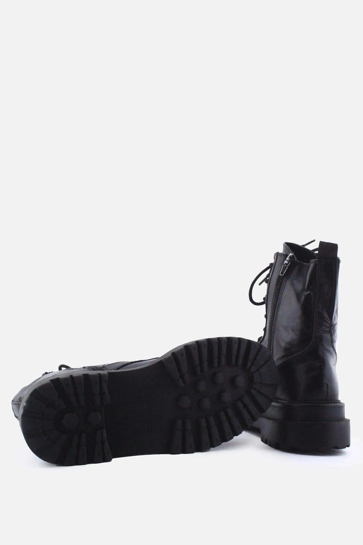 Stradivarius Zipper Laces Combat Boots | 100% Authentic Leather - sundaybazar