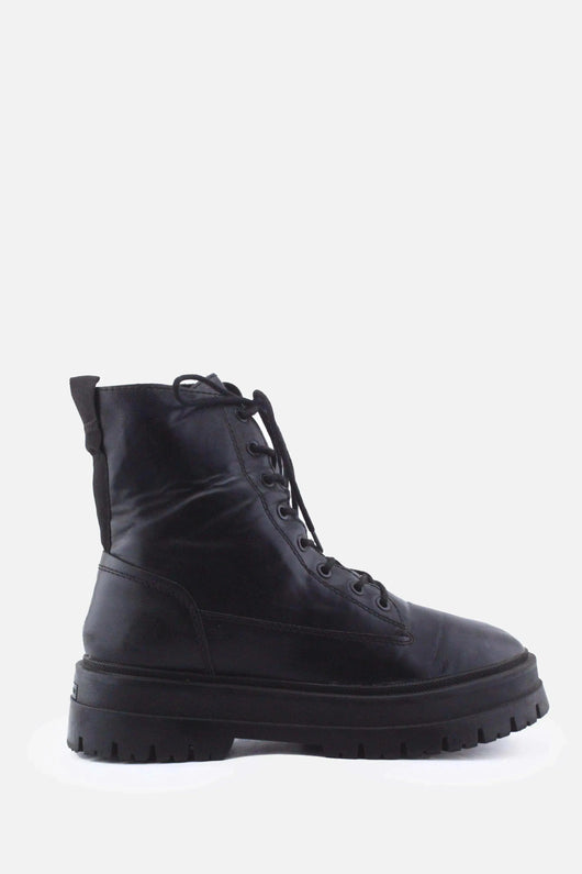 Stradivarius Zipper Laces Combat Boots | 100% Authentic Leather - sundaybazar