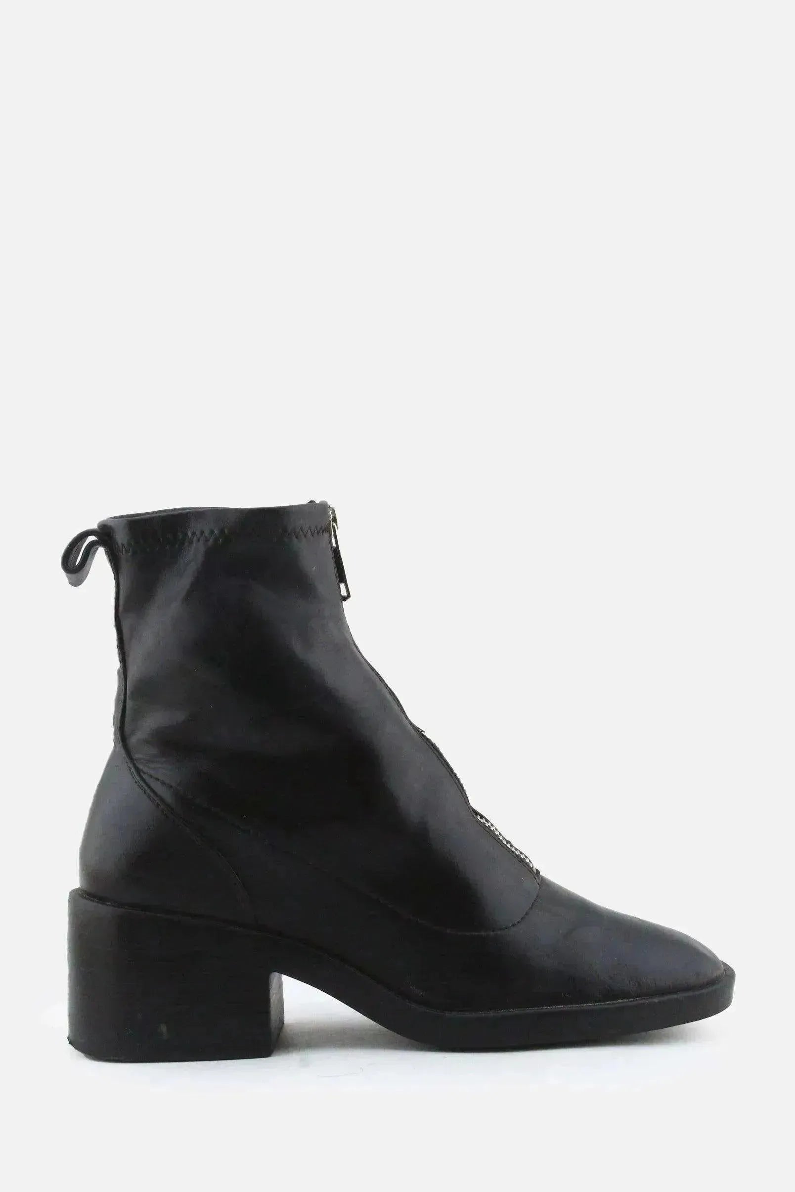 European Brand Zipper Block Ankle Boots | 100% Authentic Leather - sundaybazar