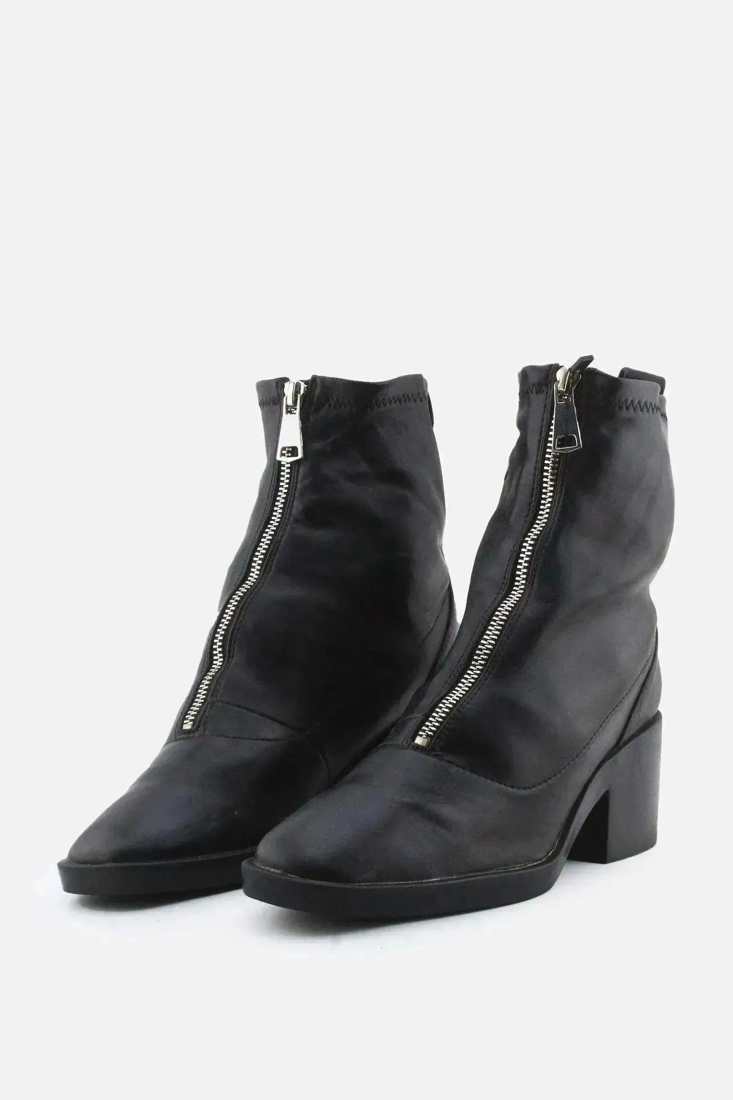 European Brand Zipper Block Ankle Boots | 100% Authentic Leather - sundaybazar