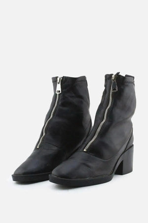 European Brand Zipper Block Ankle Boots | 100% Authentic Leather - sundaybazar