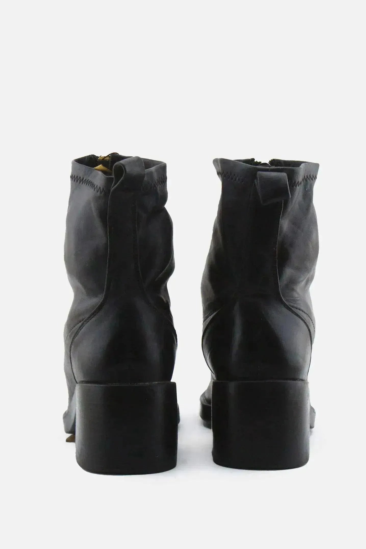 European Brand Zipper Block Ankle Boots | 100% Authentic Leather - sundaybazar