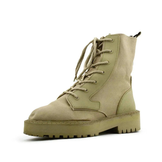 Zara Laces Combat Boots | Textile - sundaybazar