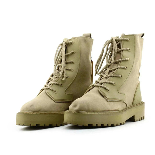 Zara Laces Combat Boots | Textile - sundaybazar