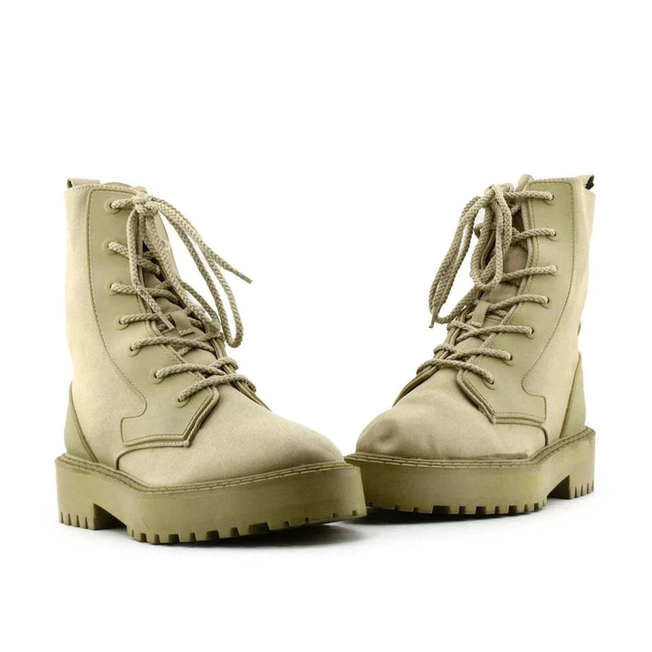 Zara Laces Combat Boots | Textile - sundaybazar