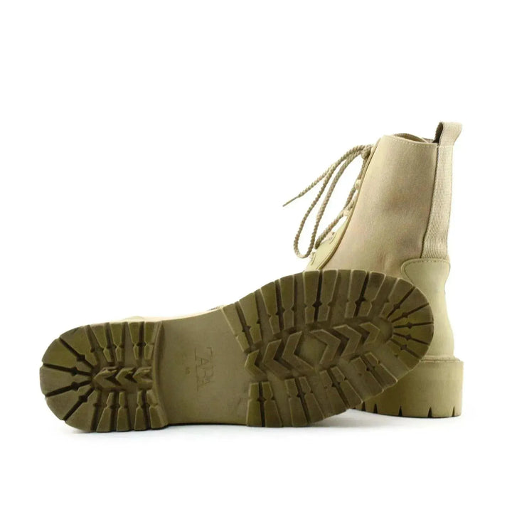 Zara Laces Combat Boots | Textile - sundaybazar