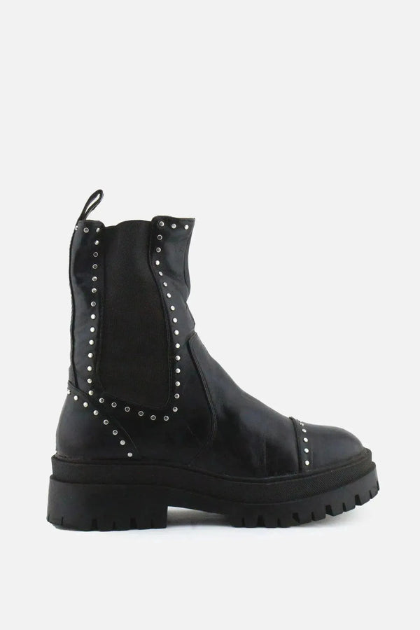 Stradivarius Stretchable Combat Ankle Boots | 100% Authentic Leather - sundaybazar