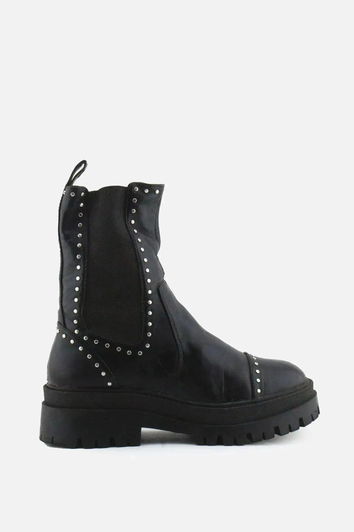 Stradivarius Stretchable Combat Ankle Boots | 100% Authentic Leather - sundaybazar