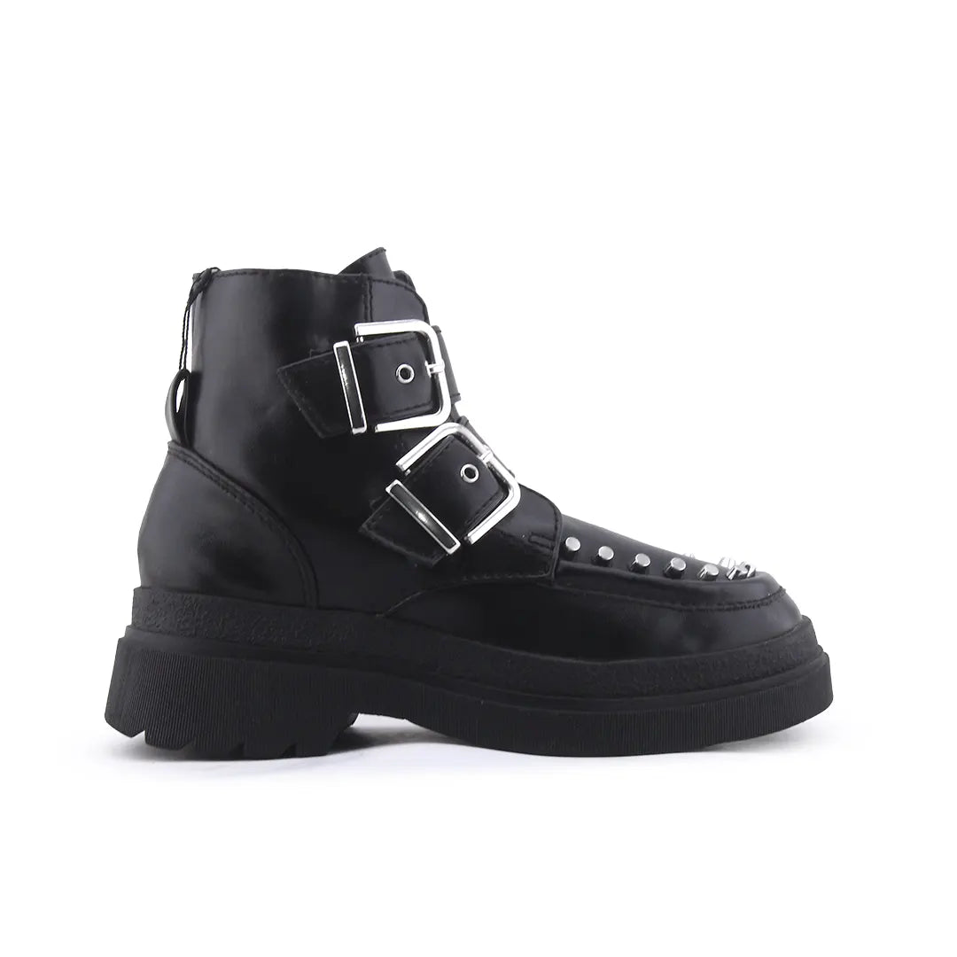 Stradivarius Zipper Buckle Strap Ankle Boot | 100% Authentic Leather