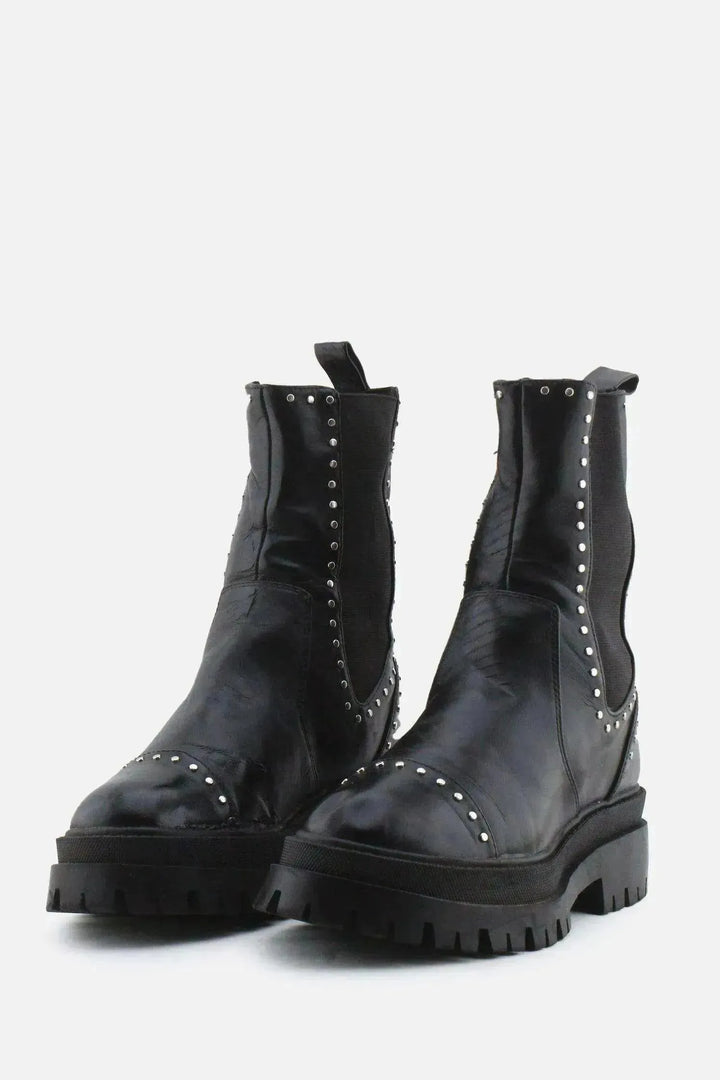 Stradivarius Stretchable Combat Ankle Boots | 100% Authentic Leather - sundaybazar