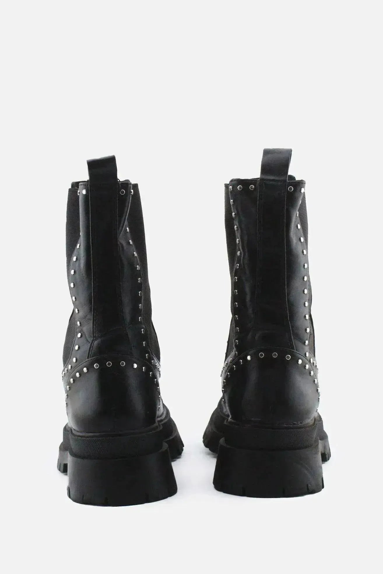 Stradivarius Stretchable Combat Ankle Boots | 100% Authentic Leather - sundaybazar