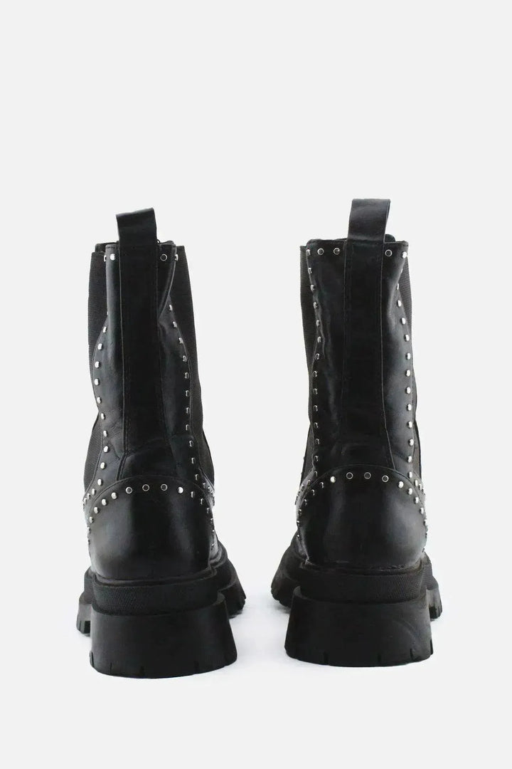 Stradivarius Stretchable Combat Ankle Boots | 100% Authentic Leather - sundaybazar