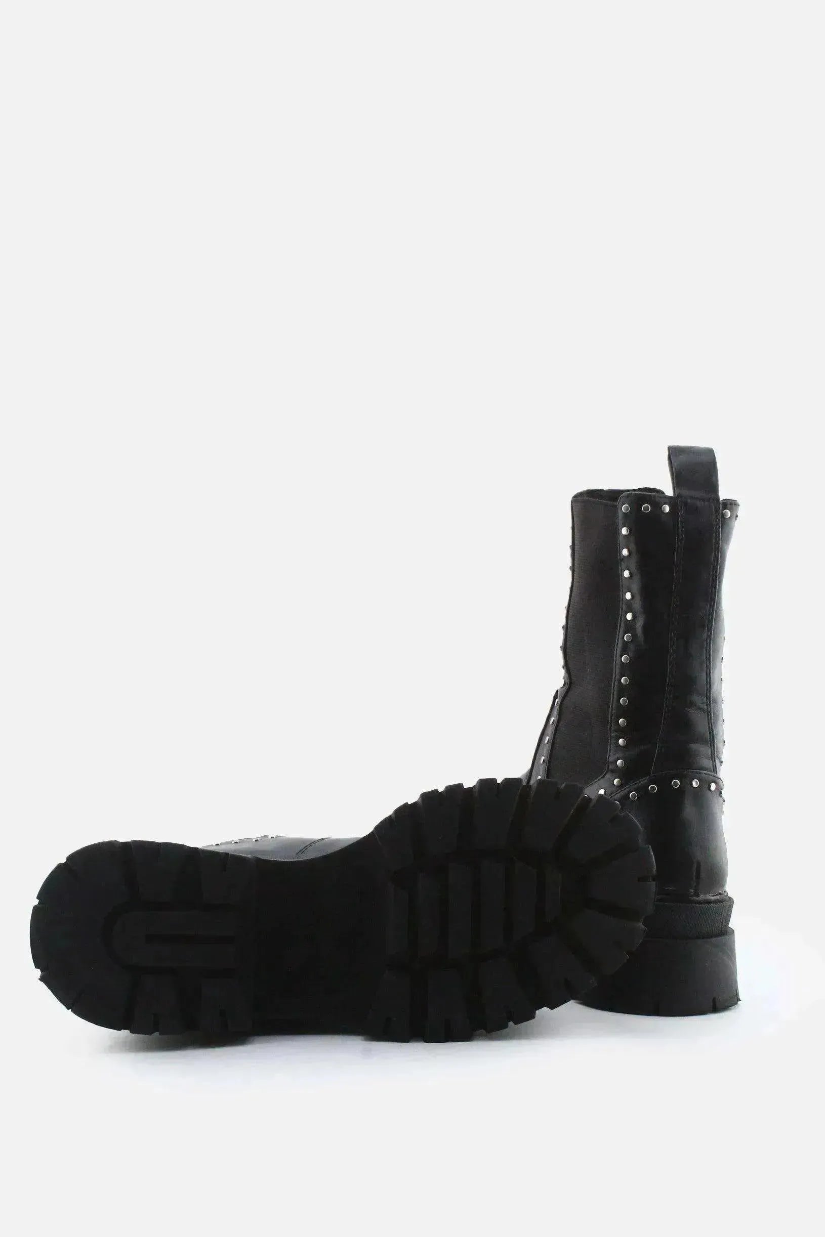 Stradivarius Stretchable Combat Ankle Boots | 100% Authentic Leather - sundaybazar