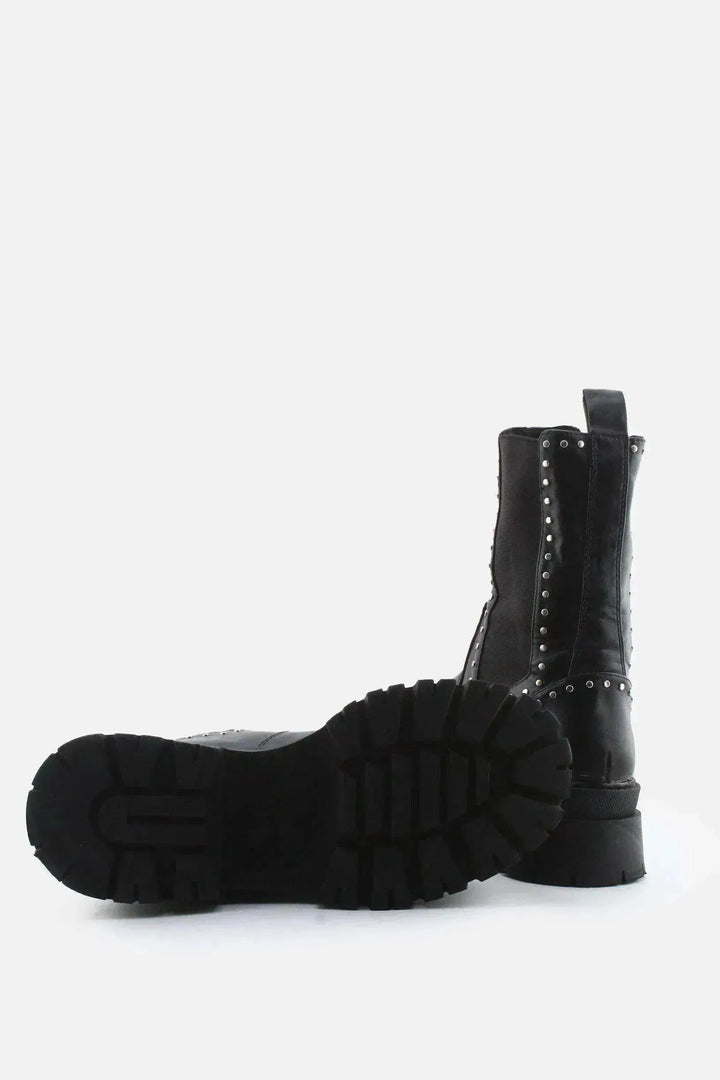 Stradivarius Stretchable Combat Ankle Boots | 100% Authentic Leather - sundaybazar